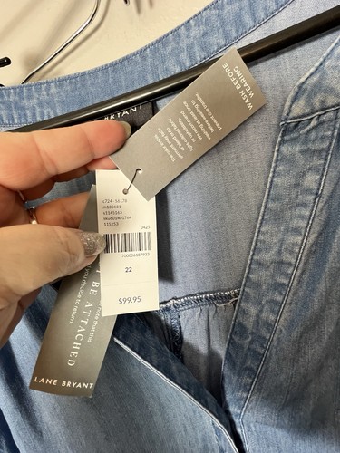 Lane Bryant Chambray Jeanshemd Kleid Übergröße 22 passt so flacher Neu mit Etikett - Bild 5 von 10