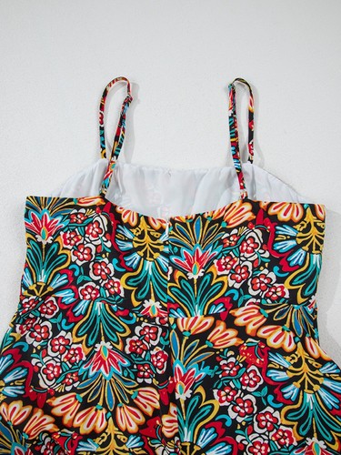 Floral Print Thin Straps High Waist Maxi Dress - Picture 9 of 16