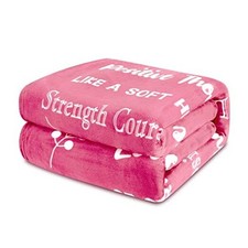 Breast Cancer Gifts for Women Healing Thoughts Blanket Super Soft Fleece Pink