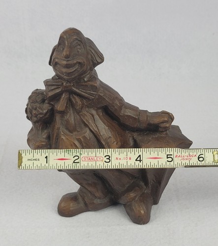 Vintage rote Mühle zerkleinert Faux rot Holz Pekannuss Muschel Harz Zirkus Clown Figur - Bild 13 von 13