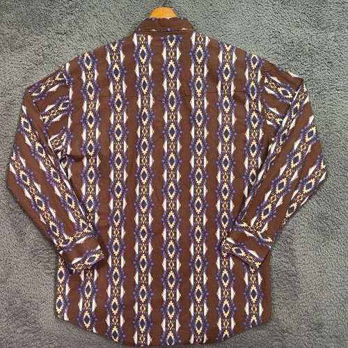 Camisa Wrangler Para Hombres Marrón Cepillo Popper Perla A Presión Grande Patrón Navajo Azteca - Imagen 8 de 21