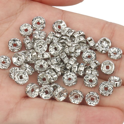 Crystal Rhinestone Spacer Beads for DIY Bracelet Jewelry Making Metal Mix 50pcs - Bild 11 von 43