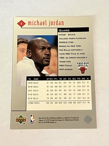 MICHAEL JORDAN 1999-00 Upper Deck Black Diamond # 9 QTY - Picture 2 of 2