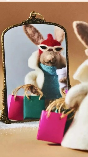 NEU ANTHROPOLOGIE ORNAMENT GLÄNZENDE PRIMEL MINI GOLD GERAHMTER SPIEGEL WEIHNACHTEN