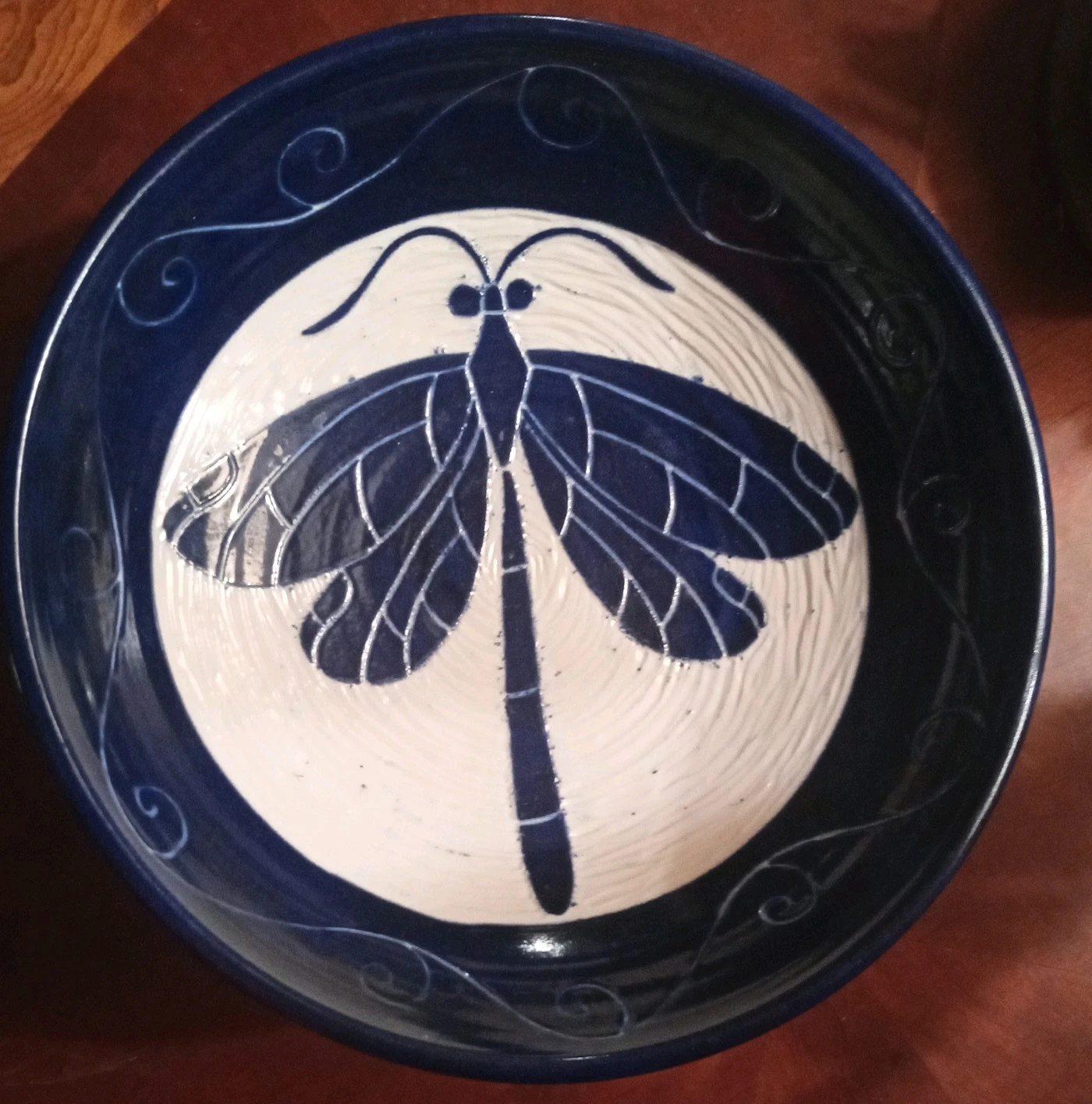 Chris Conklin Boulder Pottery Guild Dragonfly 2002 SIGNED VTG NEW UNUSED 13" dia