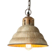 Vintage Verdegris Pendant | Enamel Retro Farmhouse Fixture