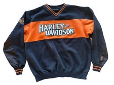 HarleyDavidson Vintage Y2K Sweatshirt Black/Orange Logo Size L Long Sleeve