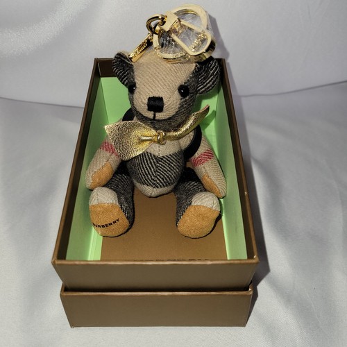 Thomas Bear Bag Charm Keychain Cashmere Tan Blk Red W/Blk Backpack Gold-tone HW - Picture 4 of 7