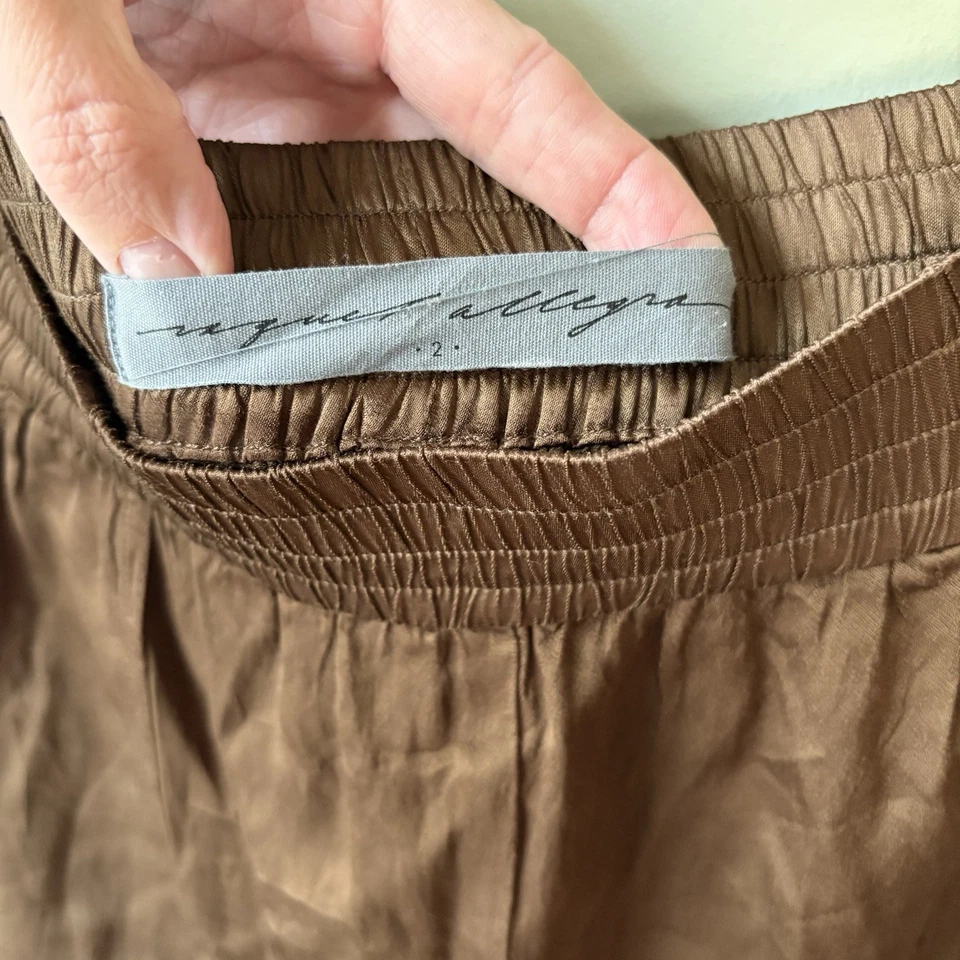 Pantalones Raquel Allegra Marrón Pull On Satén con Bolsillos - Talla 2 (US Grande 8-10) Foto 4 de 4