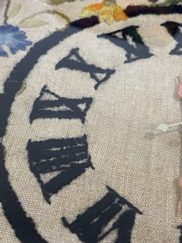 Reloj de gabinete casero de colección bordado punto de cruz caja de gabinete con vidrio funciona - Imagen 24 de 24