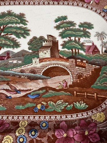 Vintage Copeland Spode Delft Spode's Tower Platter Transferware Multi-Color 13" - Picture 7 of 9