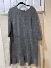 Signature Collection Womens Dress XL Grey Tweed Flounce Hem Career Work