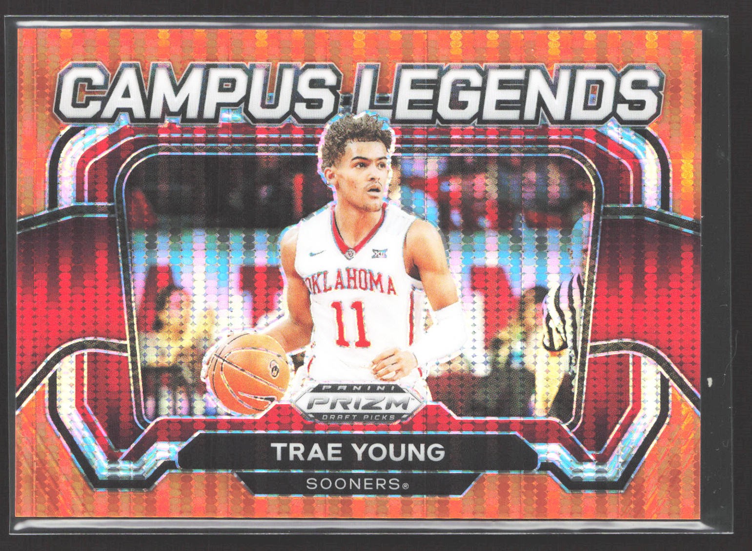 Trae Young 2024 Prizm Draft Campus Legends Orange Pulsar #7 SN #/49 Oklahoma