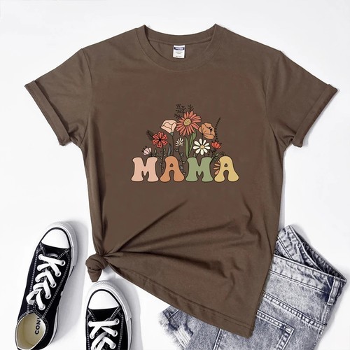 Retro Floral Mama T-Shirt Cute Mother's Day Gift, Color Options - 第 84/122 張圖片