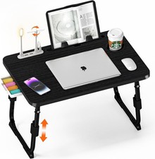 Laptop Desk for Bed Height Adjustable, Lap Table with USB/Storage Black