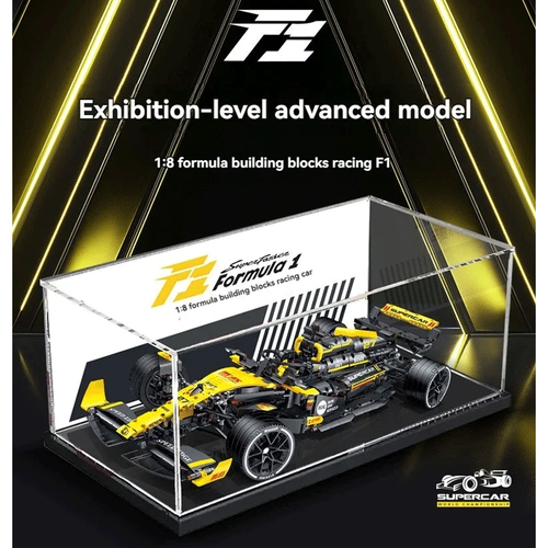 MOC 1:8 Formula 1 F1 Yellow Race Car 1650 Pcs Bricks Scale Model Kit Building - Picture 2 of 6