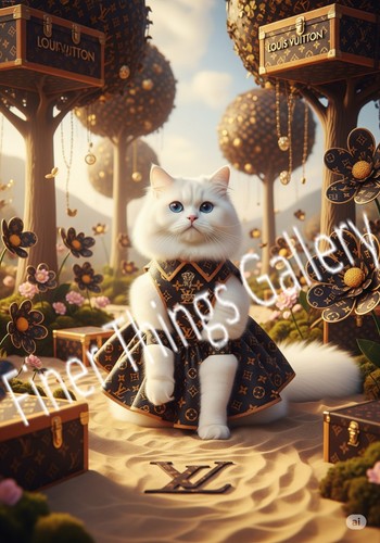 Arte abstracto Louis Vuitton LV giclee gato persa pintura arte de pared grande 36" - Imagen 2 de 5