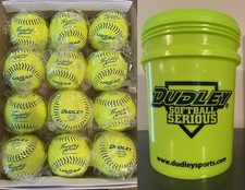 New- 1 Dozen Dudley Thunder Heat fast pitch softballs in padded Dudley bucket