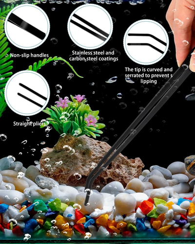 2 Pezzi Pinzetta per Acquario 27 Cm, in Acciaio Inox, Dritte E Curve,Pinzette pe - Foto 3 di 6