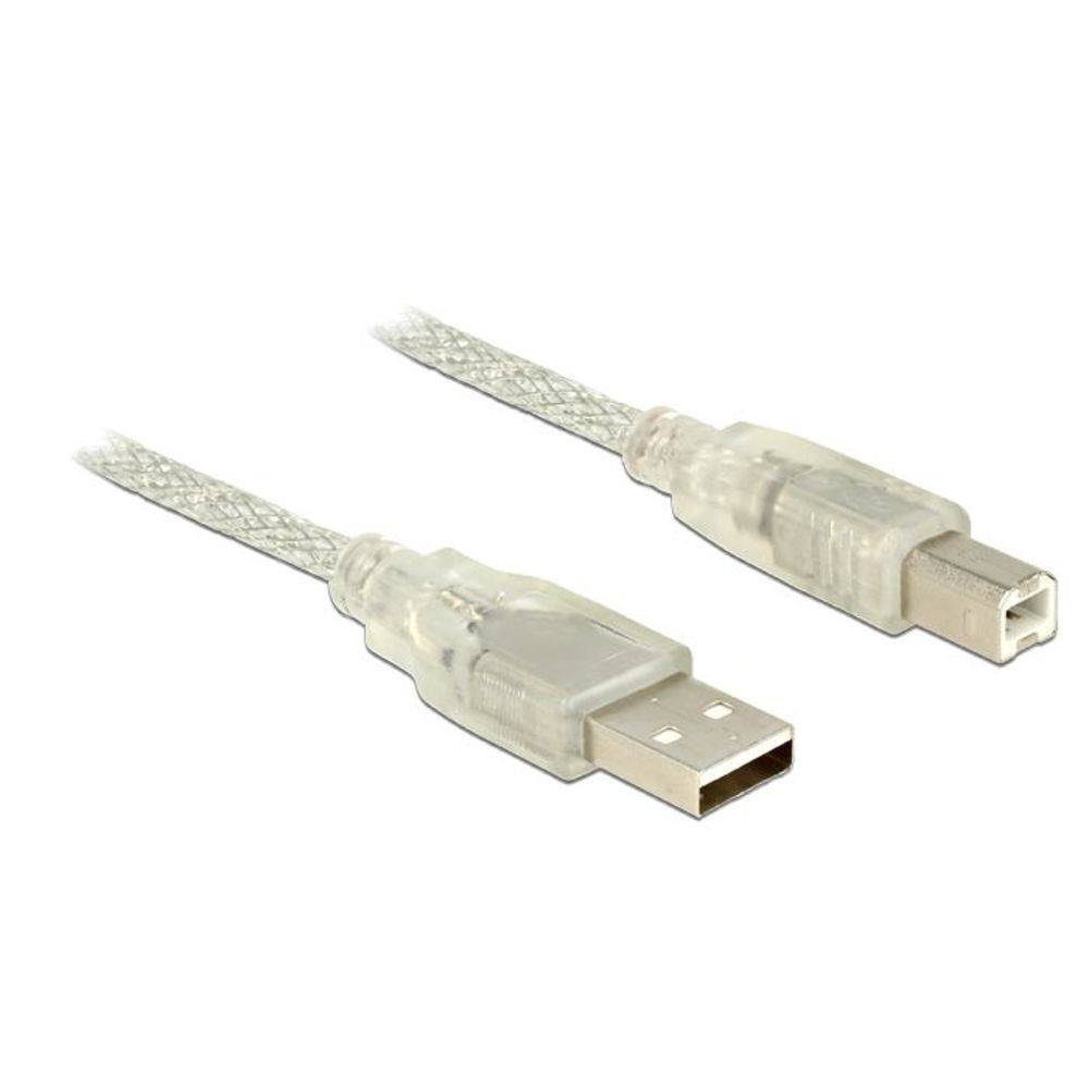 Кабель Delock USB 2.0 Typ-A Stecker > Кабель USB 2.0 Typ-B Stecker 5 м прозрачный