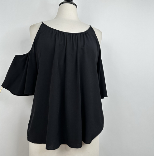 Blusa French Connection Hombro Frío PEQUEÑA Negra Relajada Ligera Fluida - Imagen 3 de 8