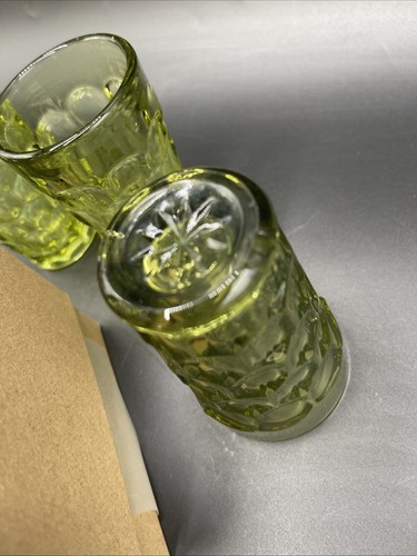 Vintage Imperial Glas Provinz Avocado Grün Daumenabdruck Saft Gläser Set 5 - Bild 7 von 8
