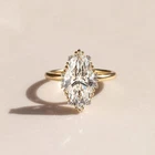4CT Marquise Cut Moissanite Cluster 14K Solid Gold Engagement Ring