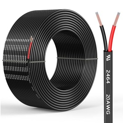 20 Gauge 2 Conductors Electrical Wire, Flexible Low Voltage PVC 30FT 20AWG
