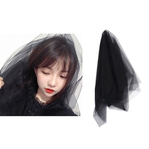 Wedding Veil Costume Simple Women's Tulle Headpieces Black for Photography - Picture 2 of 12