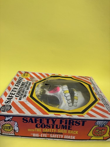 Vtg Halloween Costume Ben Cooper Monster Box Rare Mask Skeleton Safety Stop Sign - Picture 9 of 24