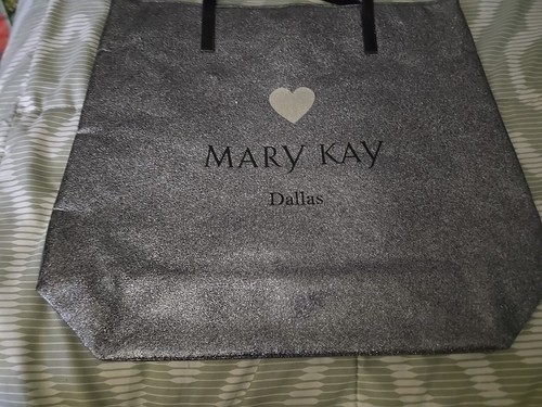 Mary Kay Dallas Tasche grau Glitzer doppelte Henkeltasche schwarzes Futter - Bild 3 von 6