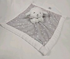 Carters White Lamb Sheep Plush Lovey Baby Security Blanket Stars Gray 12"