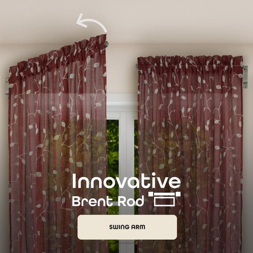 Innovative Brent Swing Arm Window Curtain Rod Nickel - 1/2 Rod Diameter Fits W - Picture 2 of 6