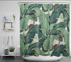 Green Banana Leaves Shower Curtain Tropical Exotic Bathroom Accessory Sets