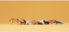 Preiser Cats amp; Dogs (12) - Model Railroad Figures - HO Scale - #14165
