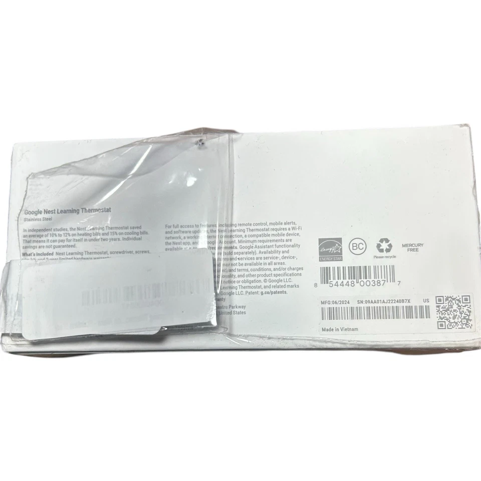 Google Nest 3rd Gen Smart Learning Thermostat Stainless Steel (T3007ES) - NEW - Image 4 of 4