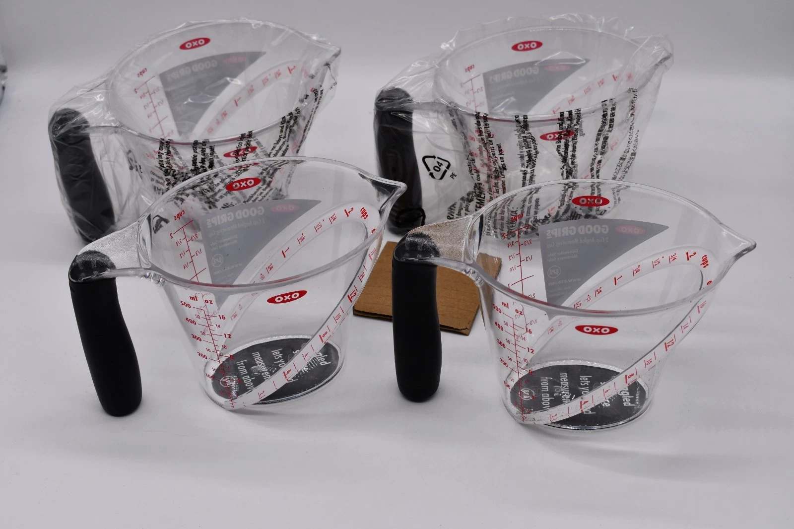 4 OXO Good Grips Kitchen 2 Cup Angled Measuring Cup with Non Slip Handle, Clear