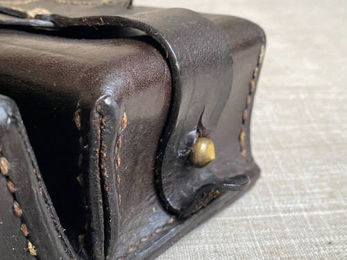 Vintage 1940s Original WWII Soviet Dual Leather Ammunition Belt Pouch Bag - Picture 9 of 19