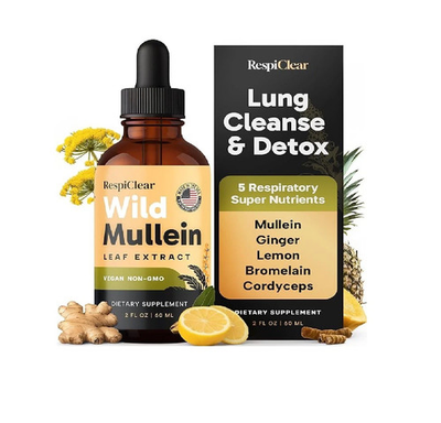 #ad RESPICLEAR All Natural Mullein Drops with Ginger amp; Lemon for Lung Cleanse and... $65.30