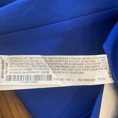 Zara Bright Electric Blue Cropped Trousers Women Sz L Wide Leg High Waisted BNWT - Picture 6 of 10
