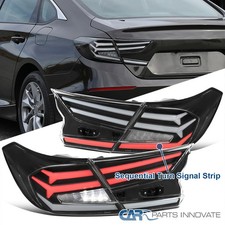 Fits 2018-2022 Honda Accord Black Full LED Tail Lights Sequential Signal Tubes