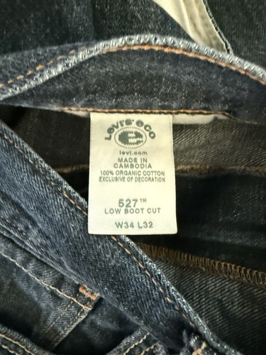 Vintage Levi’s 527 Boot Cut Jeans Low Rise Boot Cut Men’s 34x32 Green Tag - Picture 5 of 9