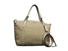 COACH Mini Christy Carryall Handtasche F36625, beige Canvas und Leder