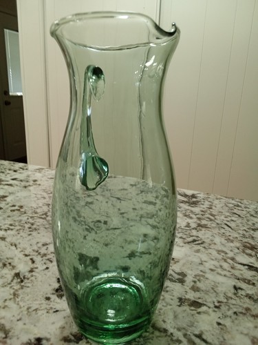 MCM Blenko Apple Green Hand Blown Glass Pitcher Decorative Vintage Piece - Picture 8 of 24