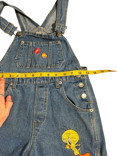 Vintage Looney Tunes Tweety Bird Jean Overall Shorts Embroidered - Picture 13 of 15