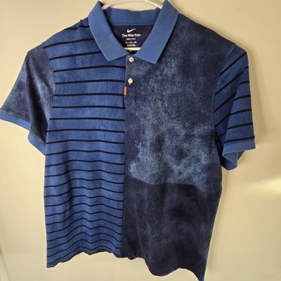 Nike The Nike Polo Mens Golf Striped Polo Block Shirt Mens Sz XXL Blue