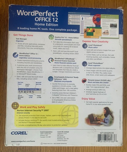 COREL WORDPERFECT OFFICE 12 Home Edition In Original Big Box - Picture 4 of 4