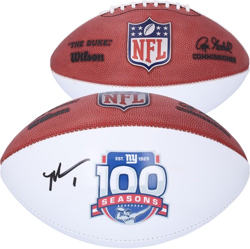Malik Nabers New York Giants signiert Franklin 100. Saison White Panel Football
