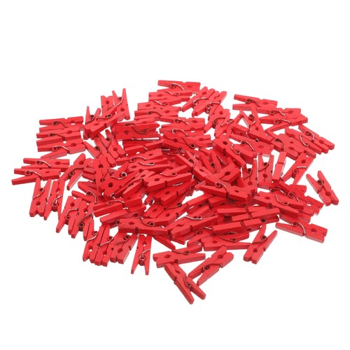 100 Stück Bilder Notiz Clips Basteln Foto Mini Holz Wäscheklammern rot für Fotos