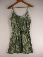 Old Navy Dress Womens M Spaghetti Strap Elastic Waist Floral Green Sundress